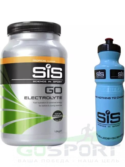 Изотоник SCIENCE IN SPORT (SiS) GO Electrolyte + Бутылочка синяя Тропические фрукты №5 Изотоник SCIENCE IN SPORT (SiS) GO Electrolyte + Бутылочка синяя Тропические фрукты №5