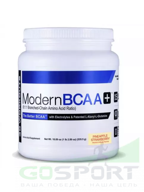 BCAA 8:1:1 MODERN SPORTS NUTRITION Modern BCAA 8:1:1 Plus + 535.5 г, Ананас - Клубника BCAA 8:1:1 MODERN SPORTS NUTRITION Modern BCAA 8:1:1 Plus + 535.5 г, Ананас - Клубника