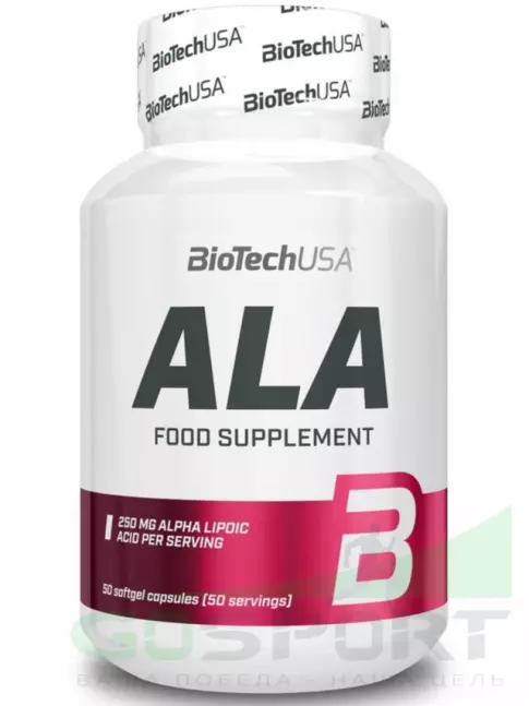 Альфа-липоевая кислота (ALA) BioTechUSA ALA 250 mg 50 капсул Альфа-липоевая кислота (ALA) BioTechUSA ALA 250 mg 50 капсул