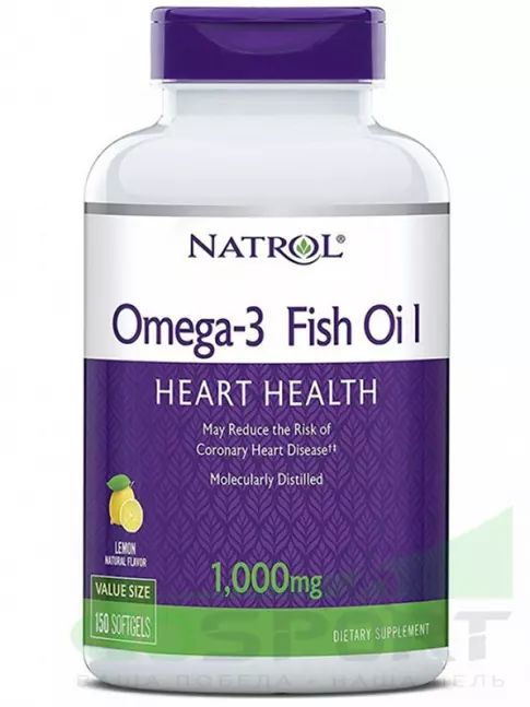 Омега-3 Natrol Omega-3 Fish Oil 1000mg 150 гелевых капсул, Лимон Омега-3 Natrol Omega-3 Fish Oil 1000mg 150 гелевых капсул, Лимон