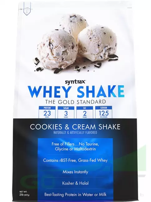 Сывороточный протеин SYNTRAX Whey Shake 907 г, Коктейль с печеньем и сливками Сывороточный протеин SYNTRAX Whey Shake 907 г, Коктейль с печеньем и сливками