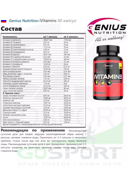 Витаминный комплекс Genius Nutrition iVitamins 60 капсул