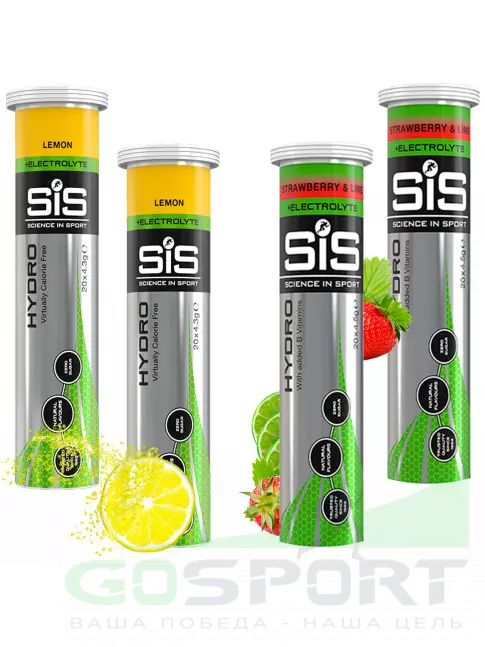 Изотоник SCIENCE IN SPORT (SiS) GO Hydro Tablet 20s 4 x 20 таблеток, Лимон, Клубника - Лайм Изотоник SCIENCE IN SPORT (SiS) GO Hydro Tablet 20s 4 x 20 таблеток, Лимон, Клубника - Лайм
