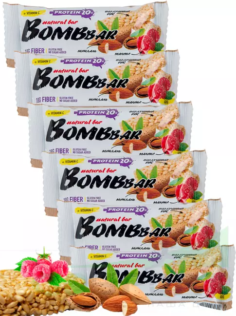 Протеиновый батончик BombBar Protein Bar 6 x 60 г, Рисовый Протеиновый батончик BombBar Protein Bar 6 x 60 г, Рисовый