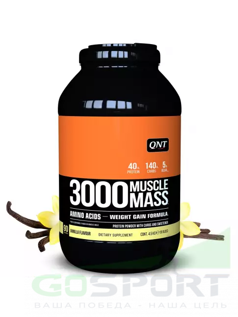 Гейнер QNT MUSCLE MASS 3000 4500 г, Ваниль Гейнер QNT MUSCLE MASS 3000 4500 г, Ваниль