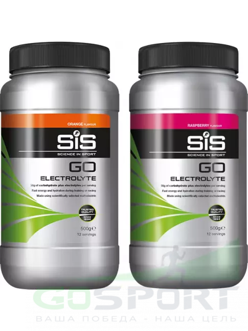 Изотоник SCIENCE IN SPORT (SiS) GO Electrolyte Powder 2 x 500 г, Апельсин, Малина