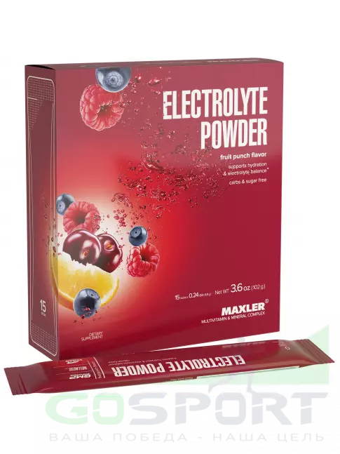 Изотоник MAXLER Electrolyte Powder 15 х 6,8 г, Фруктовый пунш Изотоник MAXLER Electrolyte Powder 15 х 6,8 г, Фруктовый пунш