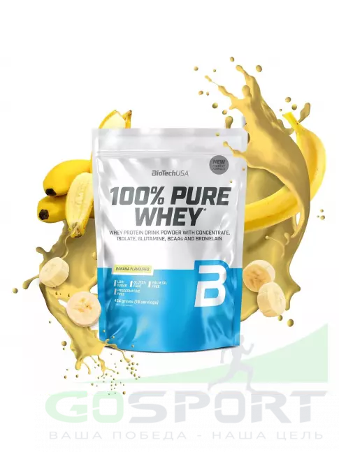 Сывороточный протеин BioTechUSA 100% Pure Whey 454 г, Банан