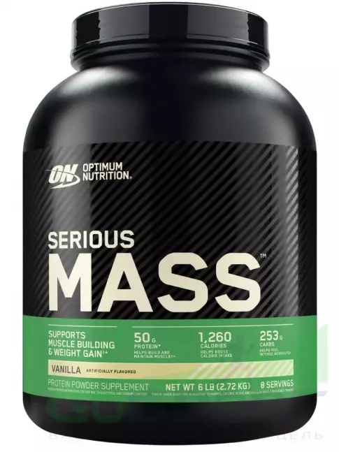 Гейнер Optimum Nutrition Serious Mass 2720 г, Ваниль Гейнер Optimum Nutrition Serious Mass 2720 г, Ваниль
