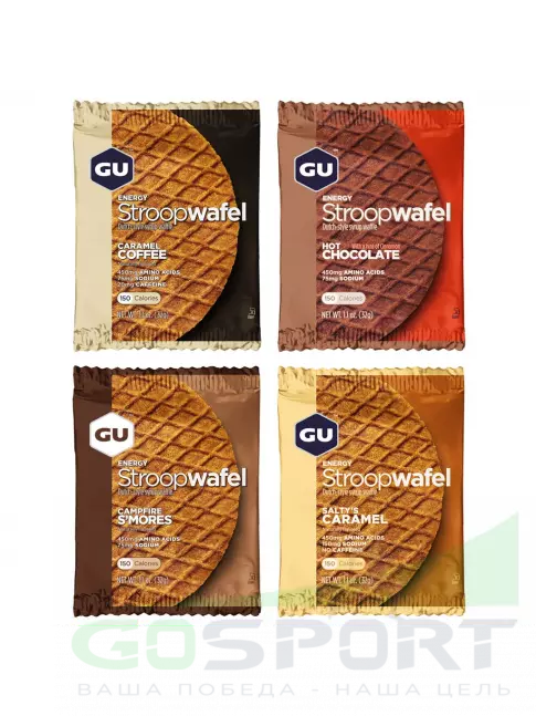 Энергетический батончик GU Energy Labs 1x4 GU ENERGY STROOPWAFEL 4 x 32 г, Микс №5