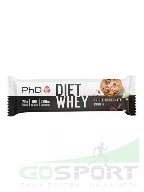 Протеиновый батончик PhD Nutrition Diet Whey Bar 63 г, Тройное шоколадное печенье Протеиновый батончик PhD Nutrition Diet Whey Bar 63 г, Тройное шоколадное печенье
