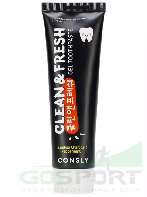 Зубные пасты и ополаскиватели CONSLY Clean&Fresh Bamboo Charcoal & Peppermint Gel Toothpaste 105 г Зубные пасты и ополаскиватели CONSLY Clean&Fresh Bamboo Charcoal & Peppermint Gel Toothpaste 105 г