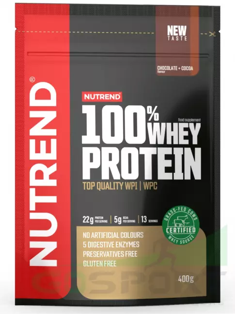 Сывороточный протеин NUTREND 100% Whey Protein 400 г, Шоколад - Какао Сывороточный протеин NUTREND 100% Whey Protein 400 г, Шоколад - Какао