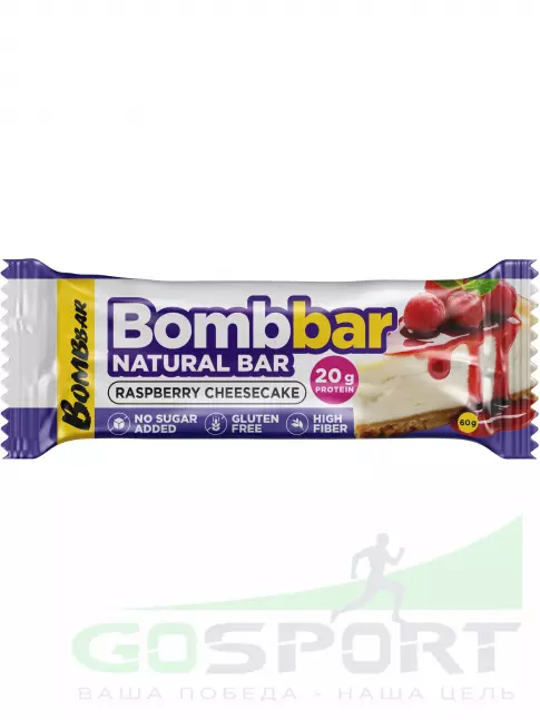Протеиновый батончик BombBar Протеиновый батончик Natural Bar 20 x 60 г, Малиновый чизкейк Протеиновый батончик BombBar Протеиновый батончик Natural Bar 20 x 60 г, Малиновый чизкейк