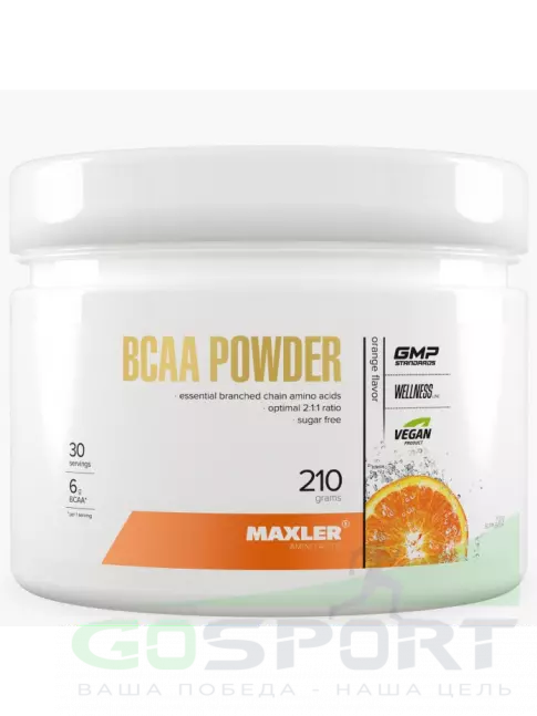 BCAA MAXLER BCAA Powder 6000 mg 2:1:1 Sugar Free EU 210 г, Апельсин BCAA MAXLER BCAA Powder 6000 mg 2:1:1 Sugar Free EU 210 г, Апельсин
