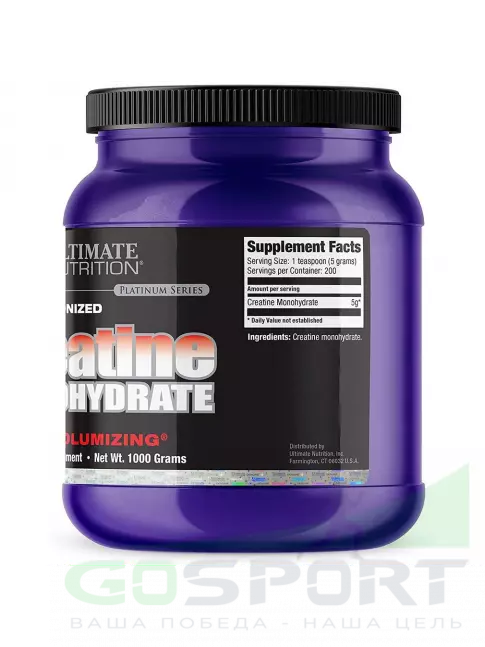 Микронизированный креатин Ultimate Nutrition 100% Micronized Creatine Monohydrate 1000 г Микронизированный креатин Ultimate Nutrition 100% Micronized Creatine Monohydrate 1000 г