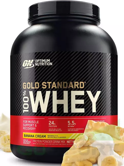 Сывороточный протеин Optimum Nutrition 100% Whey Gold Standard 2270 г + шейкер, Банановый крем