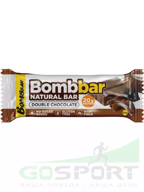 Протеиновый батончик BombBar Протеиновый батончик Natural Bar 20 x 60 г, Двойной шоколад Протеиновый батончик BombBar Протеиновый батончик Natural Bar 20 x 60 г, Двойной шоколад