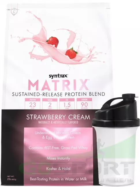 Комплексный протеин SYNTRAX Matrix 2 lbs 907 г + шейкер, Клубника Комплексный протеин SYNTRAX Matrix 2 lbs 907 г + шейкер, Клубника