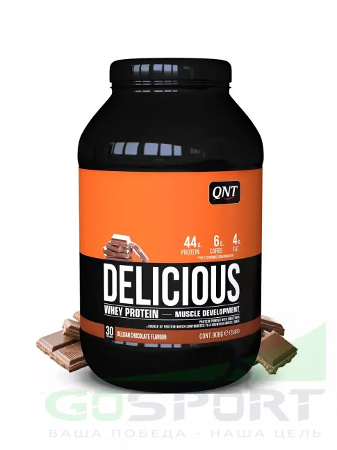 Комплексный протеин QNT DELICIOUS WHEY PROTEIN POWDER 908 г, Бельгийский шоколад