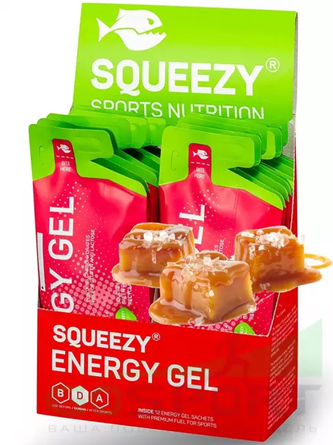 Энергетический гель питьевой SQUEEZY ENERGY GEL 33 г x 12 саше, Соленая карамель Энергетический гель питьевой SQUEEZY ENERGY GEL 33 г x 12 саше, Соленая карамель