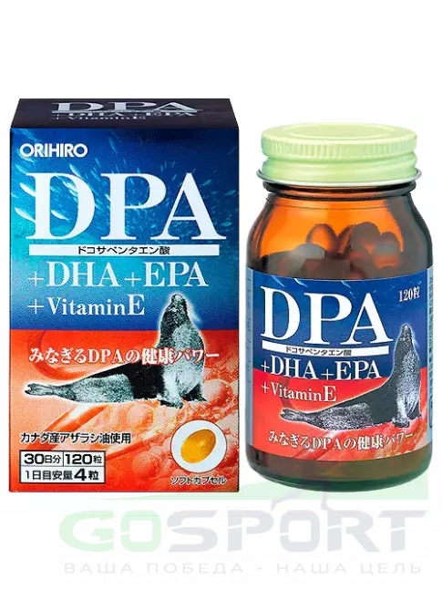 Омега-3 Orihiro DPA+DHA+EPA Омега-3 жирные кислоты 120 капсул Омега-3 Orihiro DPA+DHA+EPA Омега-3 жирные кислоты 120 капсул