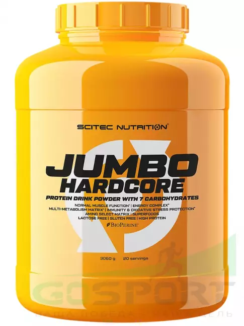 Гейнер Scitec Nutrition Jumbo Hardcore 3060 г, Воздушный белый шоколад Гейнер Scitec Nutrition Jumbo Hardcore 3060 г, Воздушный белый шоколад