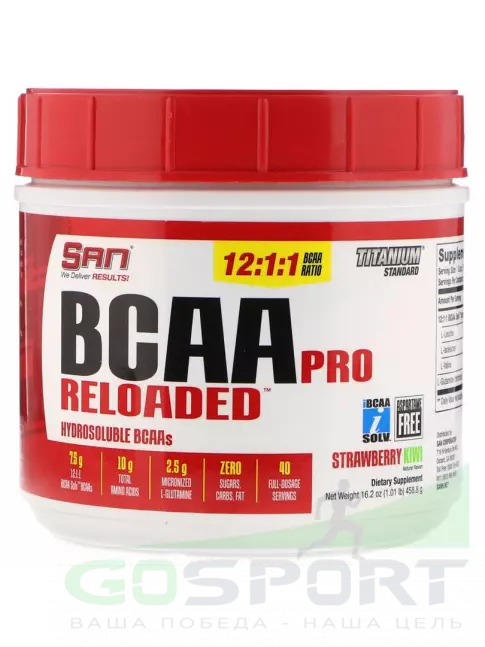 BCAA 20:1:1 SAN BCAA-PRO Realoded 12:1:1 458 г, Клубника - Киви BCAA 20:1:1 SAN BCAA-PRO Realoded 12:1:1 458 г, Клубника - Киви