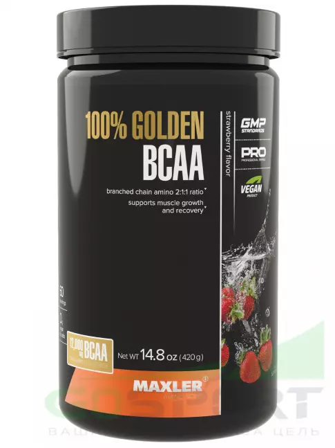BCAA MAXLER 100% Golden BCAA 12000 mg 420 г, Клубника BCAA MAXLER 100% Golden BCAA 12000 mg 420 г, Клубника