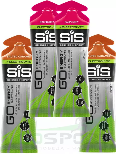 Гель питьевой SCIENCE IN SPORT (SiS) Go Energy + Electrolyte Gels 4 x 60 мл, Малина, Солёная Карамель Гель питьевой SCIENCE IN SPORT (SiS) Go Energy + Electrolyte Gels 4 x 60 мл, Малина, Солёная Карамель