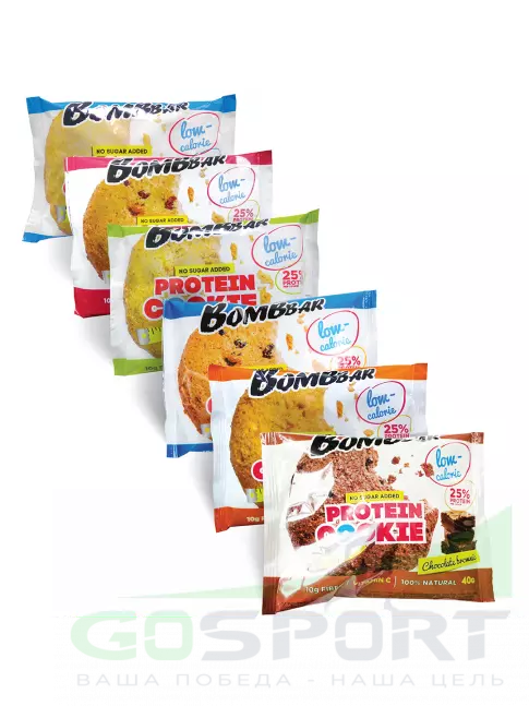Протеиновый батончик BombBar Protein cookie 6 х 40 г, Ассорти Протеиновый батончик BombBar Protein cookie 6 х 40 г, Ассорти