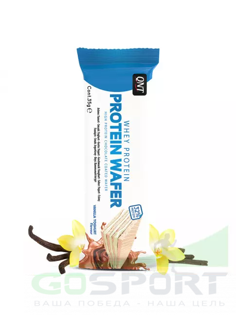 Протеиновый батончик QNT Protein Wafer 35 г, Ванильный йогурт Протеиновый батончик QNT Protein Wafer 35 г, Ванильный йогурт