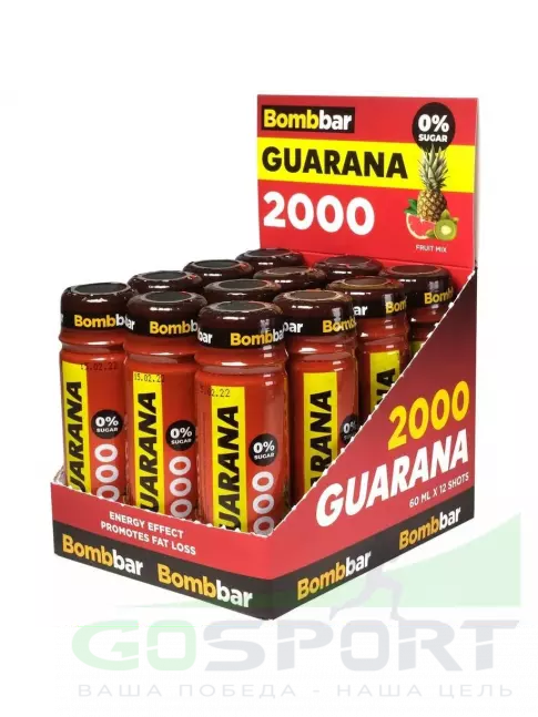 Гуарана BombBar Shot Energy Guarana 2000 12 x 60 мл, Фруктовый микс Гуарана BombBar Shot Energy Guarana 2000 12 x 60 мл, Фруктовый микс