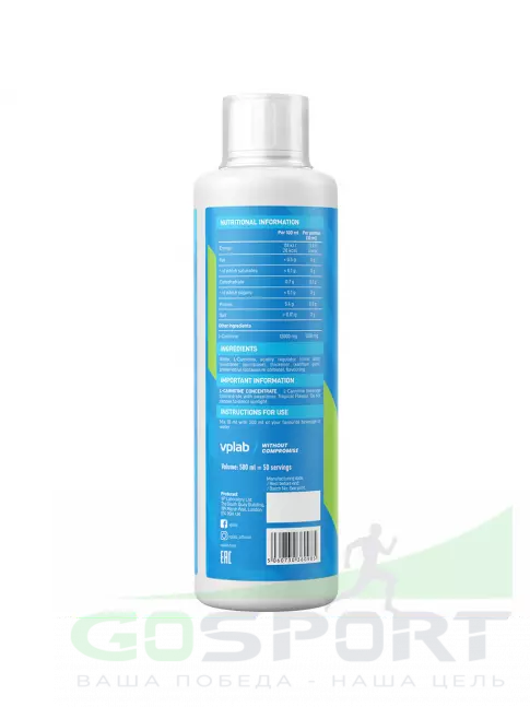 L-Карнитин жидкий VP Laboratory L-CARNITINE-CONCENTRATE 500 мл, Тропические фрукты L-Карнитин жидкий VP Laboratory L-CARNITINE-CONCENTRATE 500 мл, Тропические фрукты