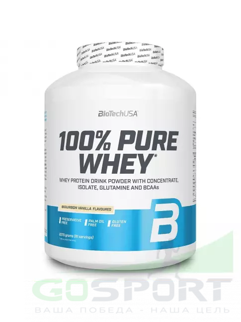Сывороточный протеин BioTechUSA 100% Pure Whey 2270 г, Бурбонская ваниль