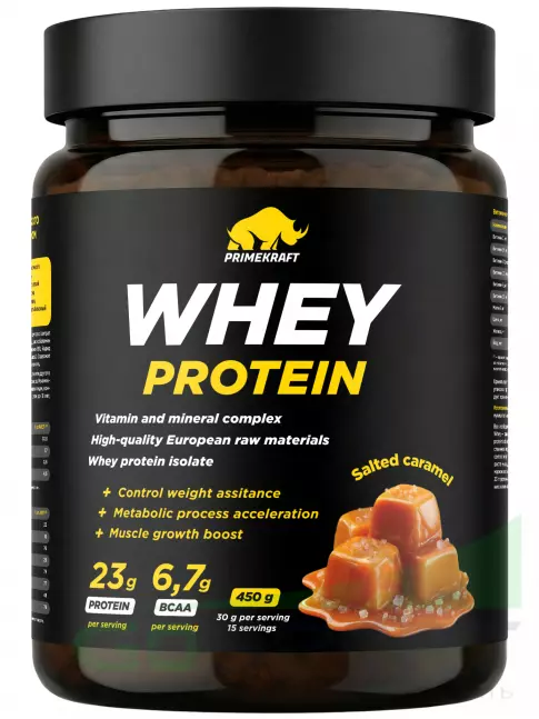 Сывороточный протеин PRIMEKRAFT Whey Protein 450 г, Соленая карамель Сывороточный протеин PRIMEKRAFT Whey Protein 450 г, Соленая карамель