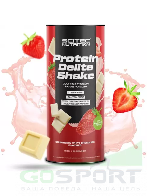 Комплексный протеин Scitec Nutrition Protein Delite Shake 700 г, Клубника-белый шоколад Комплексный протеин Scitec Nutrition Protein Delite Shake 700 г, Клубника-белый шоколад
