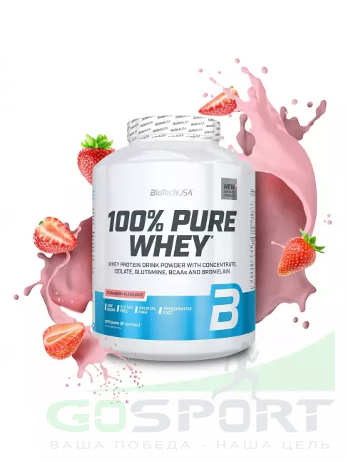 Сывороточный протеин BioTechUSA 100% Pure Whey 2270 г, Клубника Сывороточный протеин BioTechUSA 100% Pure Whey 2270 г, Клубника