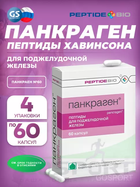 Пептиды Хавинсона PeptideBio Панкраген №60 4 x 60
