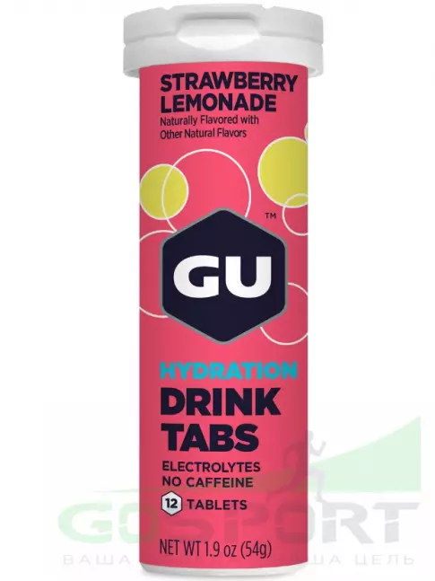 Изотоник GU Energy Labs GU HYDRATION DRINK TABS 1 x 12 таб, Клубничный лимонад Изотоник GU Energy Labs GU HYDRATION DRINK TABS 1 x 12 таб, Клубничный лимонад