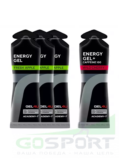 Гель питьевой GEL4U Energy Gel MIX 4 x 60 г, Яблоко, Вишня №2