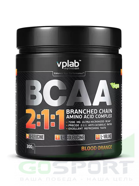 BCAA VP Laboratory BCAA 2:1:1 300 г, Красный апельсин BCAA VP Laboratory BCAA 2:1:1 300 г, Красный апельсин