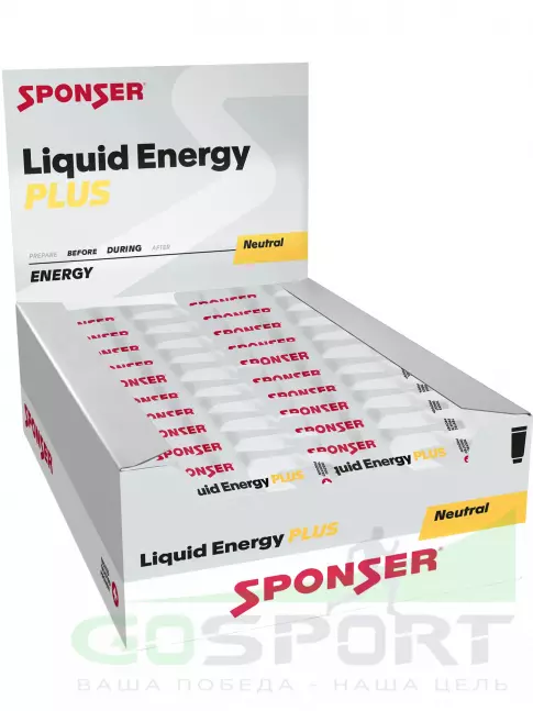 Гель питьевой SPONSER LIQUID ENERGY PLUS 25 mg caffeine 40 саше x 35 г, Натуральный Гель питьевой SPONSER LIQUID ENERGY PLUS 25 mg caffeine 40 саше x 35 г, Натуральный