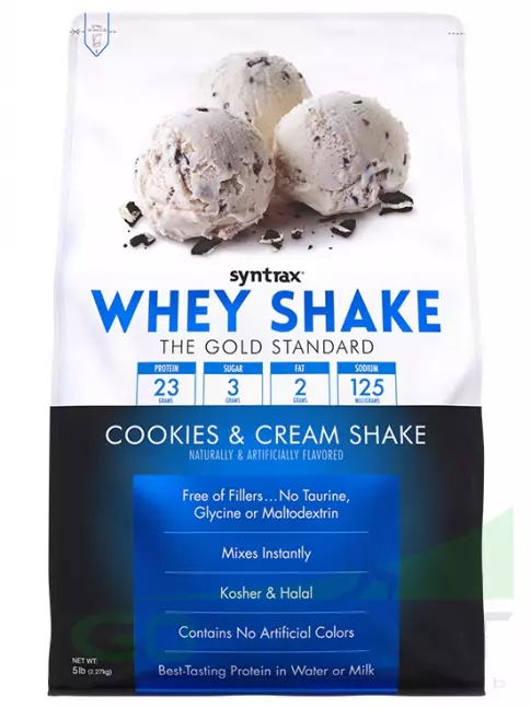 Сывороточный протеин SYNTRAX Whey Shake 2270 г, Коктейль с печеньем и сливками Сывороточный протеин SYNTRAX Whey Shake 2270 г, Коктейль с печеньем и сливками