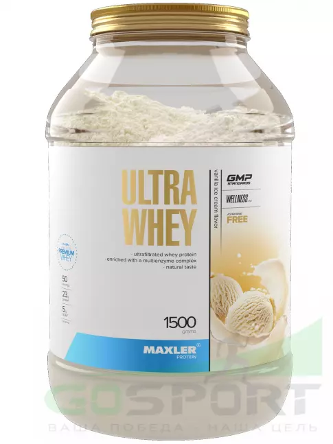 Сывороточный протеин MAXLER Ultra Whey 1500 г, Ванильное мороженое Сывороточный протеин MAXLER Ultra Whey 1500 г, Ванильное мороженое
