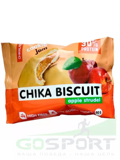 Протеиновый батончик Chikalab Бисквитное печенье Chika Biscuit 3 х 50, Яблочный штрудель Протеиновый батончик Chikalab Бисквитное печенье Chika Biscuit 3 х 50, Яблочный штрудель