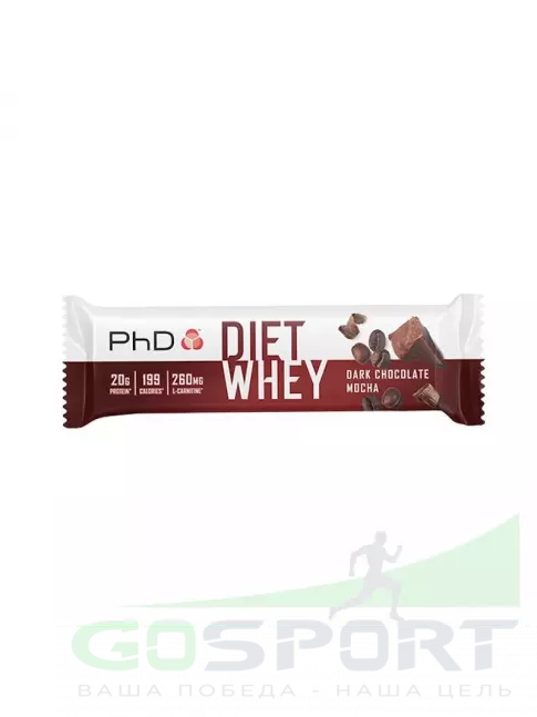 Протеиновый батончик PhD Nutrition Diet Whey Bar 63 г, Тёмный шоколад мокка Протеиновый батончик PhD Nutrition Diet Whey Bar 63 г, Тёмный шоколад мокка