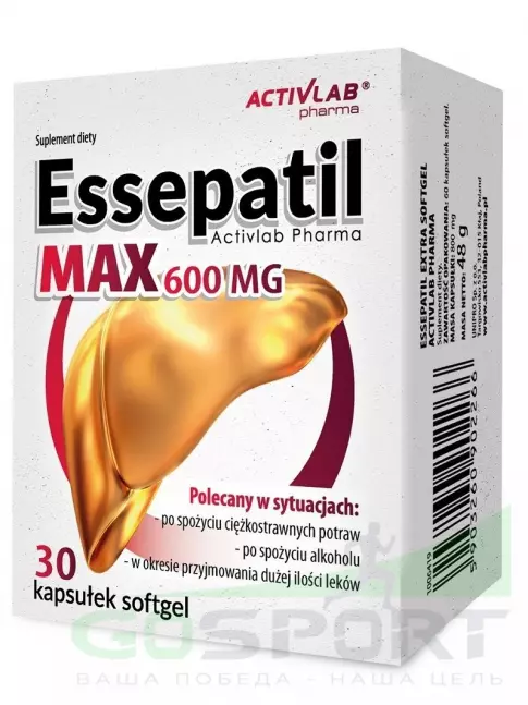 ЖКТ (Желудочно-Кишечный Тракт) ActivLab Essepatil EXTRA MAX 30 капсул, Нейтральный ЖКТ (Желудочно-Кишечный Тракт) ActivLab Essepatil EXTRA MAX 30 капсул, Нейтральный
