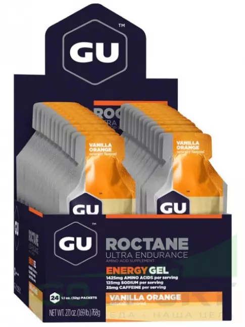 Гель питьевой GU Energy Labs GU ROCTANE Energy Gel 35mg caffeine 24 x 32 г, Ваниль-Апельсин Гель питьевой GU Energy Labs GU ROCTANE Energy Gel 35mg caffeine 24 x 32 г, Ваниль-Апельсин