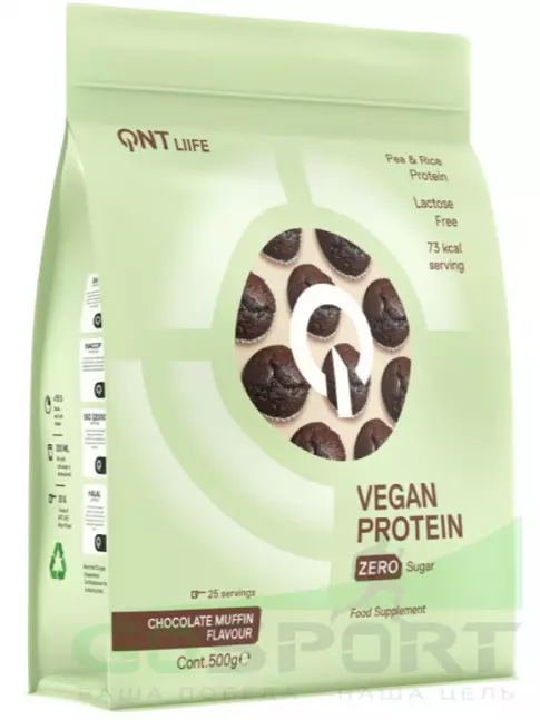 Протеин для веганов QNT Vegan Protein Zero Sugar 500 г, Шоколад - Маффин Протеин для веганов QNT Vegan Protein Zero Sugar 500 г, Шоколад - Маффин